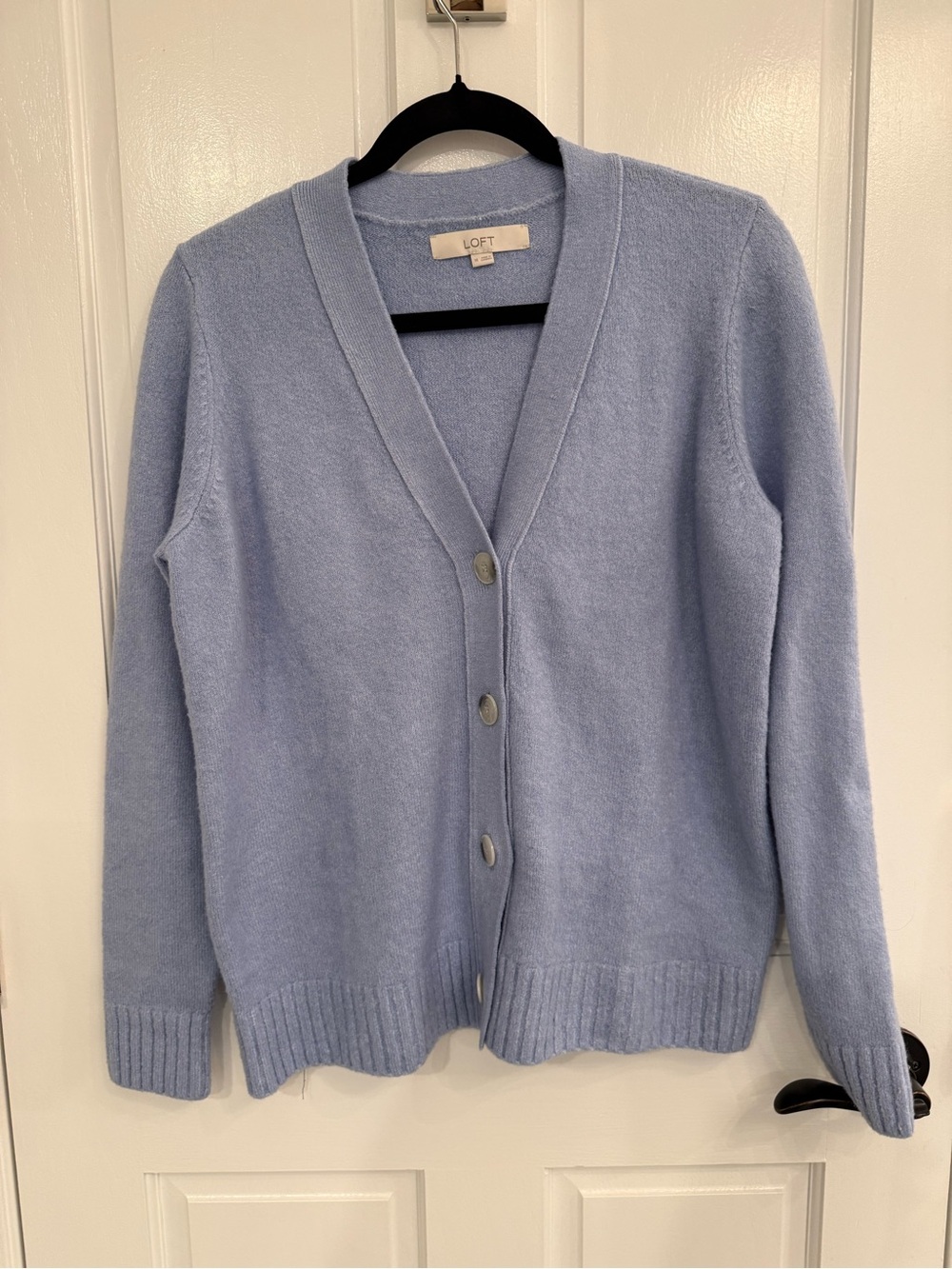 LOFT Pale Blue V-Neck Button Cardigan